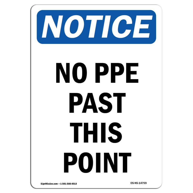 No PPE Past This Point Sign