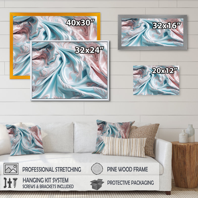 Rose bleu, couleurs dansantes IV, Toile encadrée dorée avec coins fermés, H 34 po x l 44 po x P 1,5 po