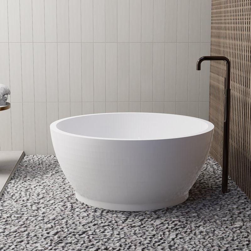 Freestanding solid surface bathroom soaking tub