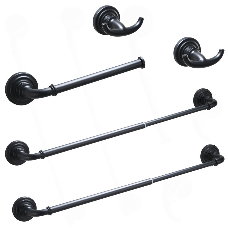 Ensemble de quincaillerie de salle de bain 4 pièces noir, Noir