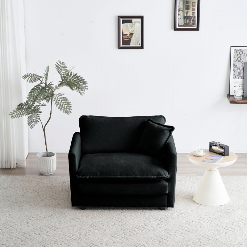 Chaise de salon moderne avec revêtement en chenille, base en bois massif, confortable pour le bureau