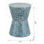 Tabouret de jardin rond fuselé D14 x 20 po, table d'appoint Capiz, bleu