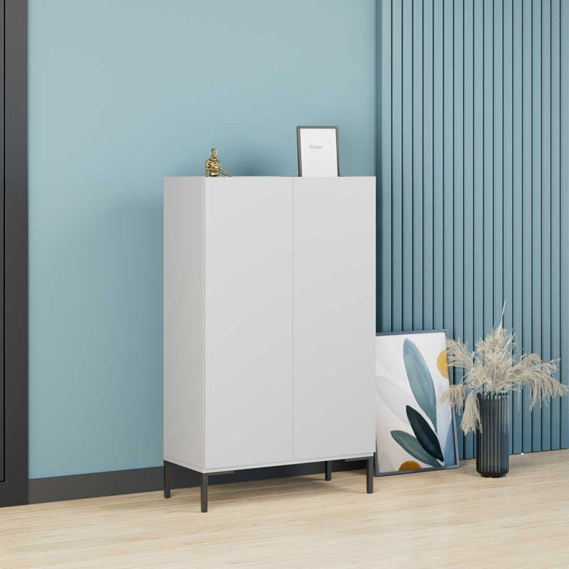 Multi-Purpose Cabinet, White, 28.3 x 46.9 x 13.4 inches | Coated Particle Board, Numerous Shelves, Wall-Mountable | Modern Design for Home or Office, Stylish Storage Solution