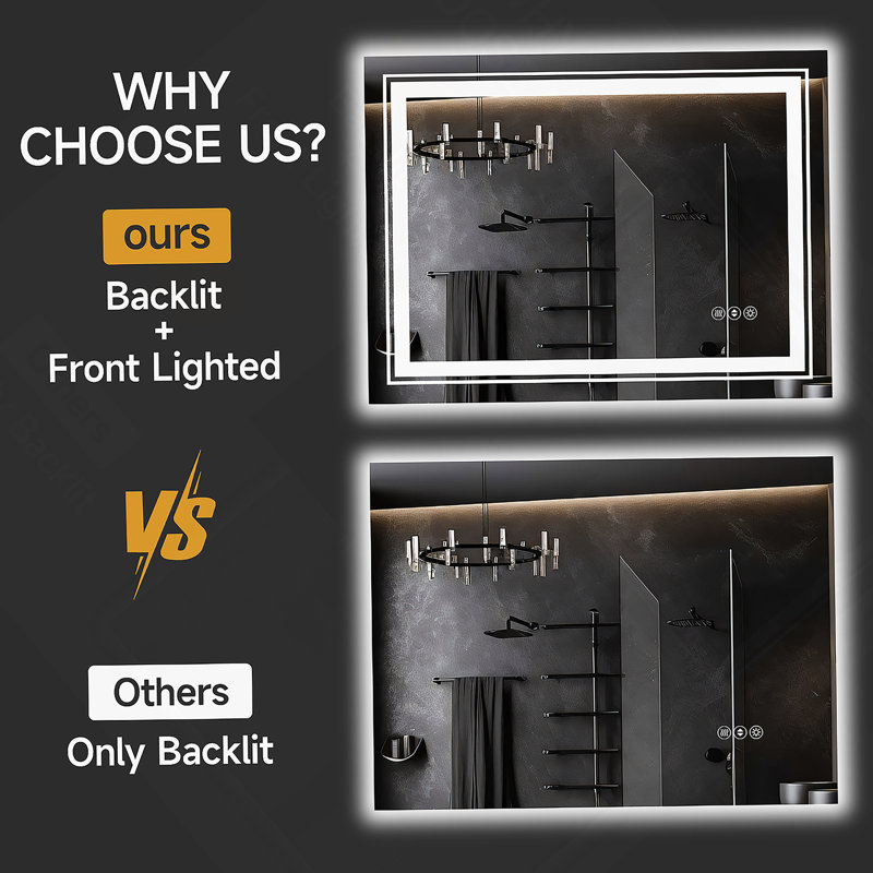24X32 Inch Frameless LED Bathroom Mirror,Smart Mirror, 32" x 24"