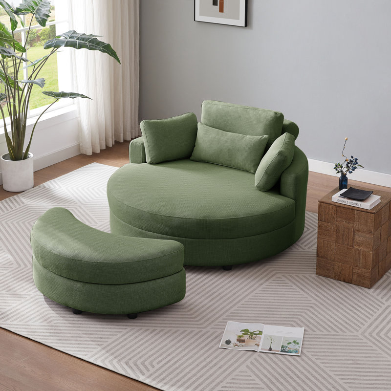 Dashton Upholstered Barrel Chair with Ottoman