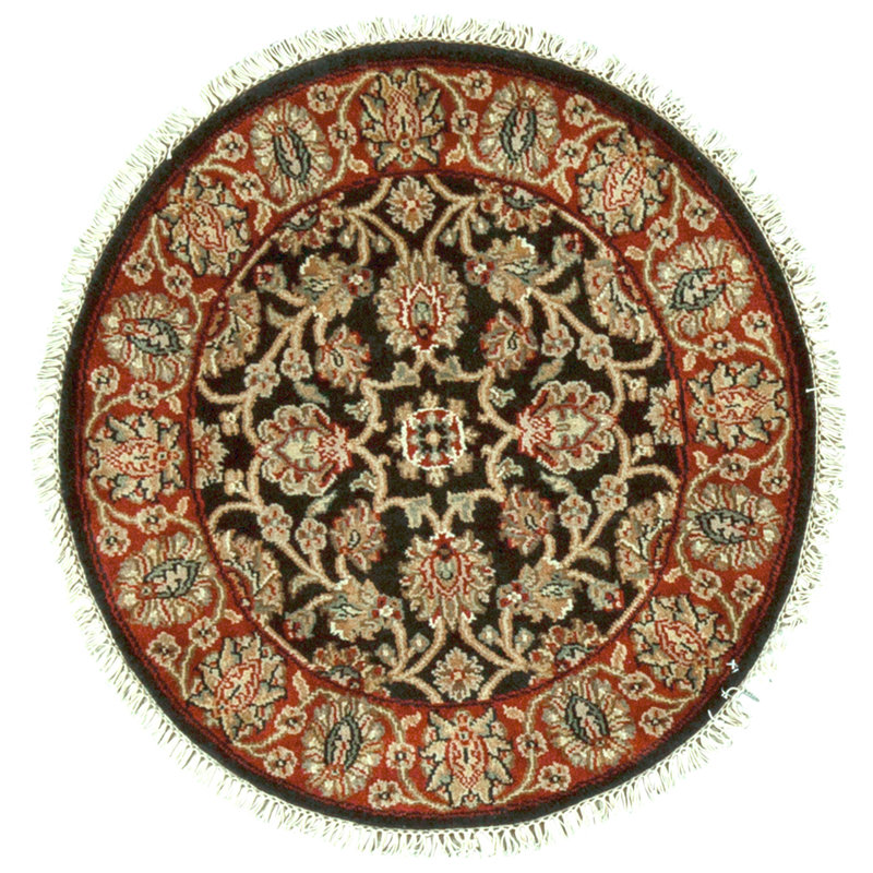 Tapis noir et rouge noué à la main de haute qualité