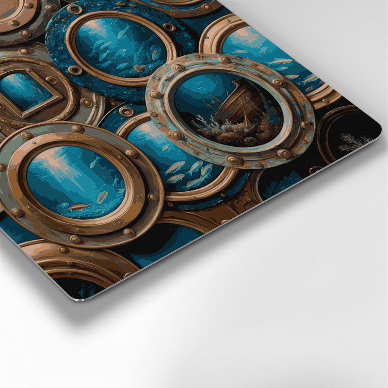 Art mural en métal noir encadré nautique, H 12 po x l 12 po