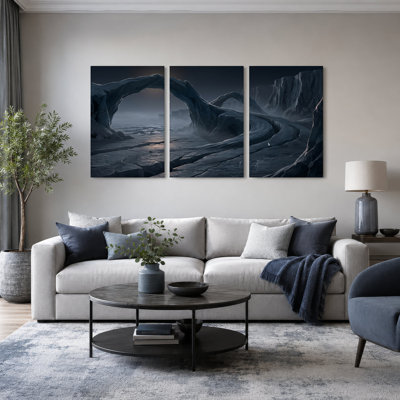 «Ice Arch Formations in Moonlit Tundra», ensemble de 3 toiles murales