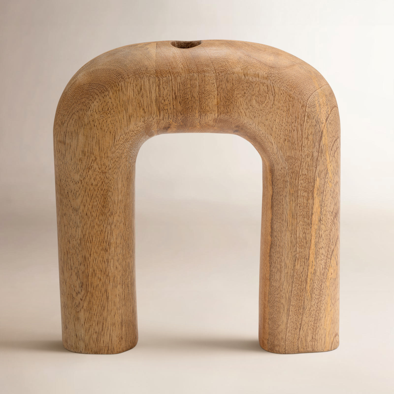 Tamarindo Wood Horseshoe Vase, 10" H x 9" W x 2" D