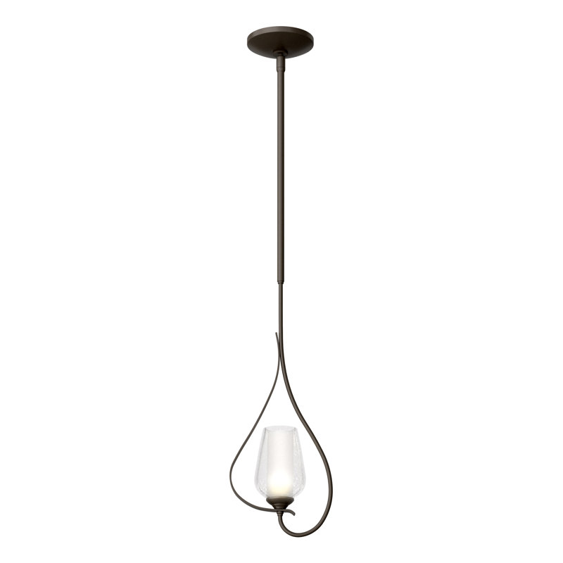 Flora 1 - Light Single Geometric Pendant, Opal and Seeded, Dark Smoke