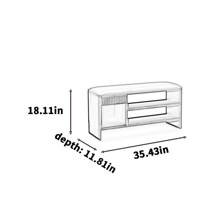 9 Pair Shoe Storage Bench, Beige