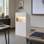 Bureau de réception blanc 41,1 po avec tiroir verrouillable et éclairage DEL 3 couleurs-497412156