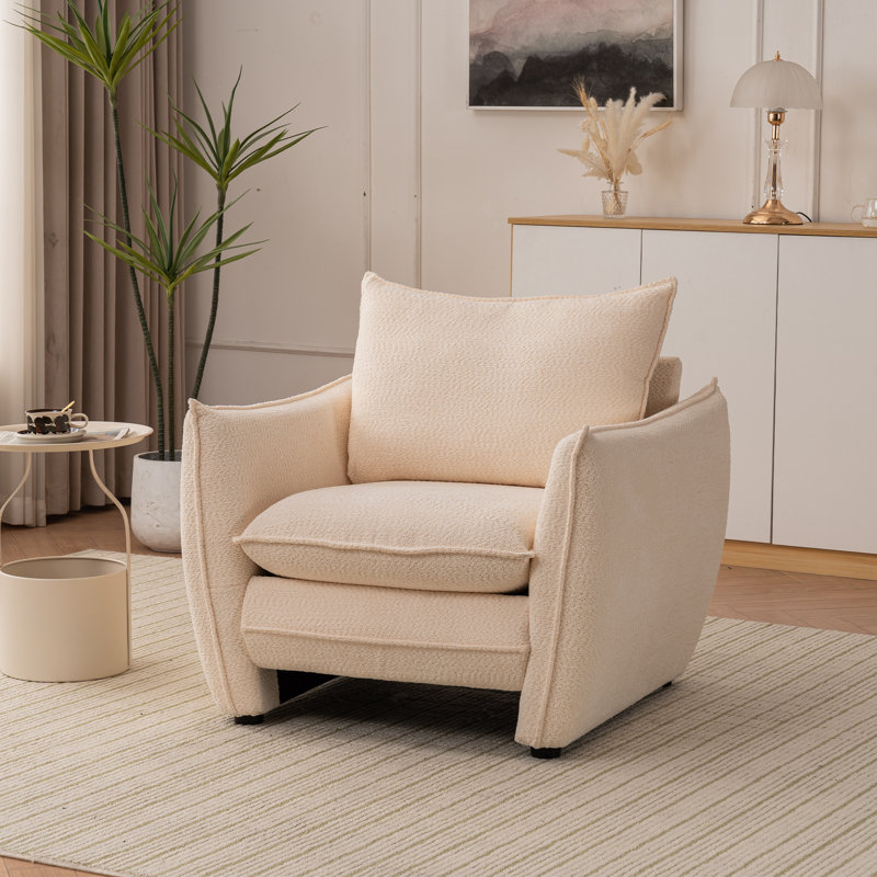 Canapé simple moderne rembourré moelleux et texturé, Beige
