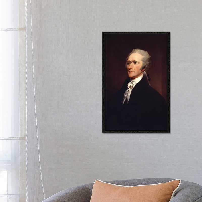 Painting Of Founding Father Alexander Hamilton by John Parrot - Print on Canvas, 66.04 cm H x 45.72 cm W, Black Framed