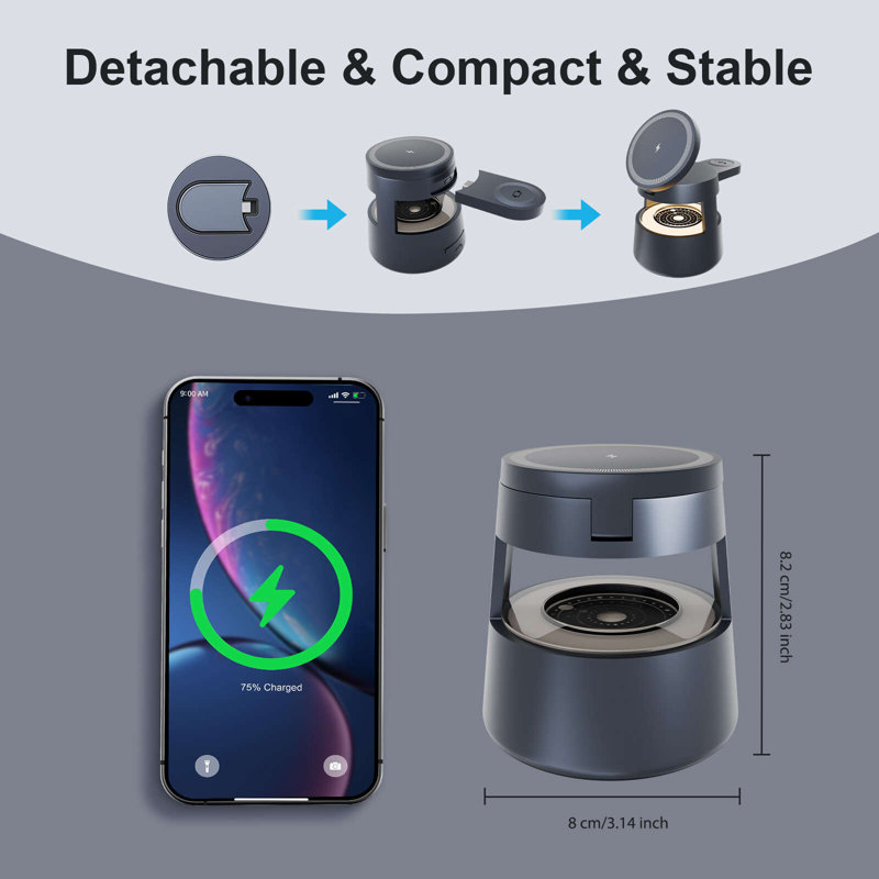  4 in 1 Wireless Charging Station Wireless Charger with Mushroom Light for MagSafe Magnetic Charger, 22.5W Travel Stand for iPhone 17 16e 16 15 14 Pro Max 13 12 11 - Watch 10 9 8 7 6 5 4 3 2 SE and Ultra Series - Airpods 4 3 Pro