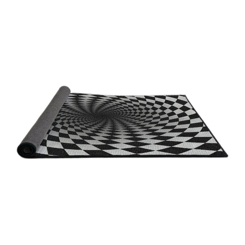 Tapis noir/gris à motifs, Rond 6 pi