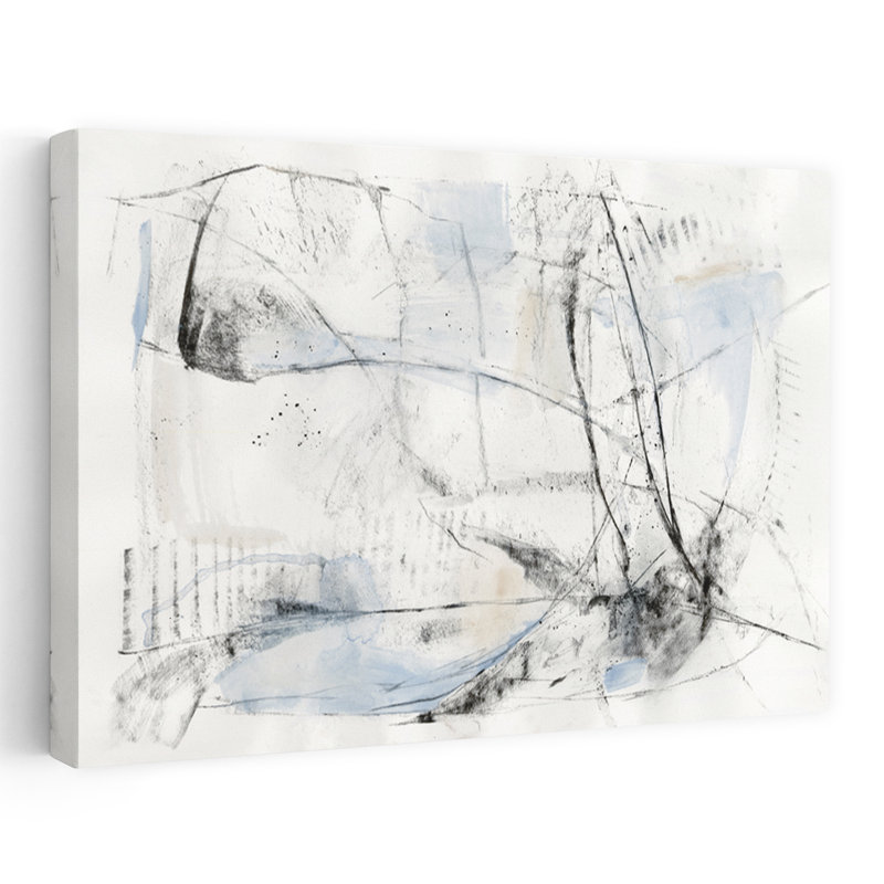 Croquis éthéré minimaliste; Médias mixtes modernes gris anthracite, H 24 po x l 16 po