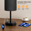 Lampe de table de chevet à contrôle tactile à 3 voies avec ports de charge USB A + C et prise de courant alternatif, ampoule à DEL de taille moyenne de 17,4 pouces incluse