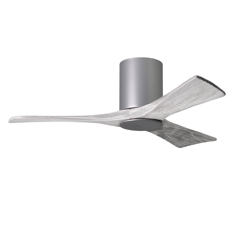 Olivier à 3 pales DEL standard avec ventilateur de plafond et ensemble d'éclairage inclus, Nickel brossé, Ton bois de grange