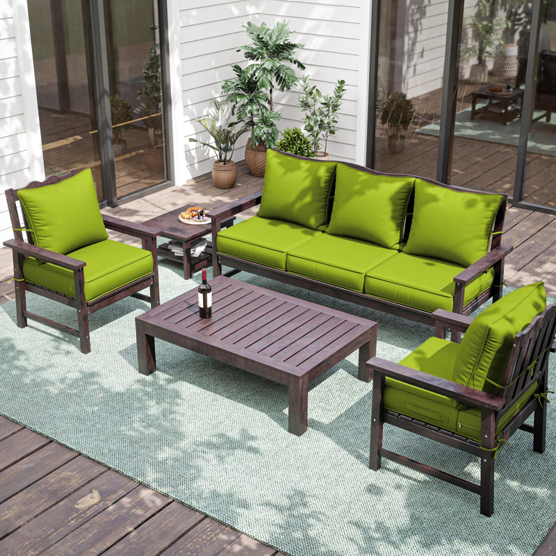 Outdoor Deep Seating Cushion Set Indoor And Outdoor Seat / Back Cushion, Available In 4 Sizes, Grass Green, 19" H x 19" W