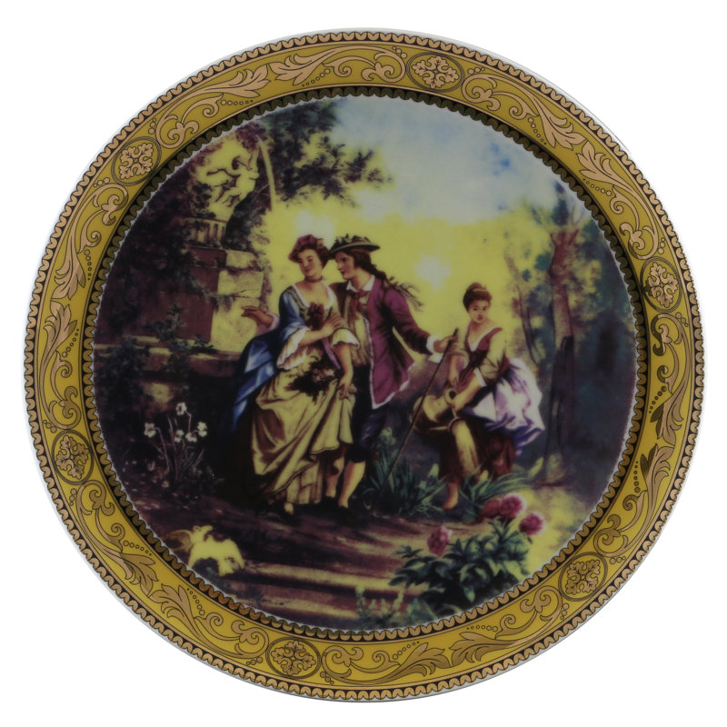 Ensemble de 4 assiettes décoratives de paysages romantiques