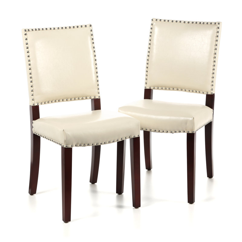Chaise de salle à manger rembourrée dinardo bicast, Similicuir crème