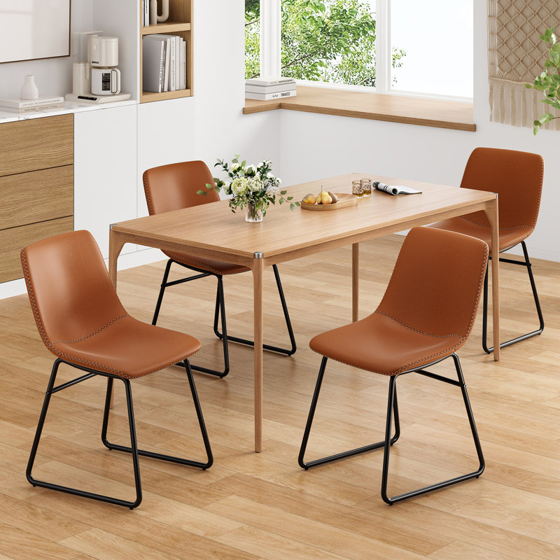 Chaise rembourrée en similicuir Ipke, Brun whisky