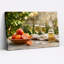 Oranges sanguines et flûtes à champagne sur une table en bois, art mural-427668515