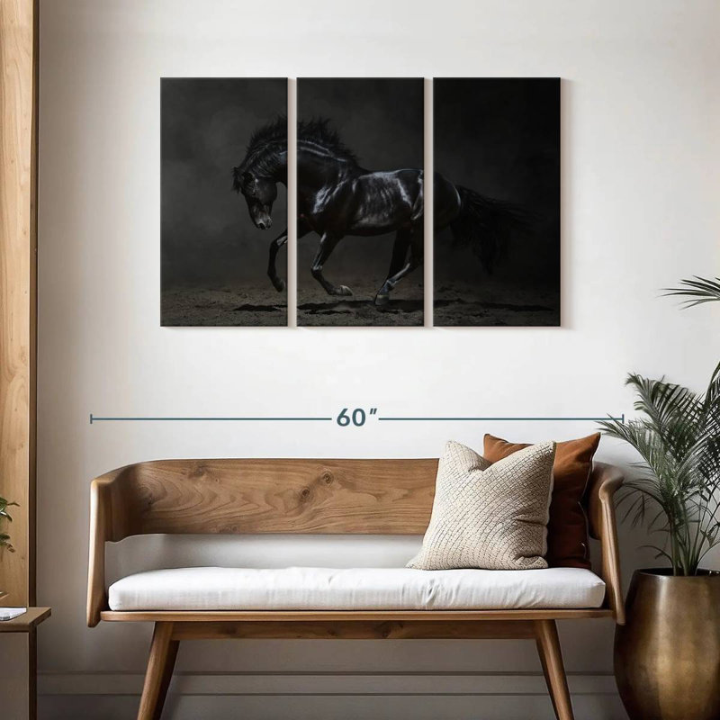 Brampt Shiny Black Horse, 28" H x 45" W