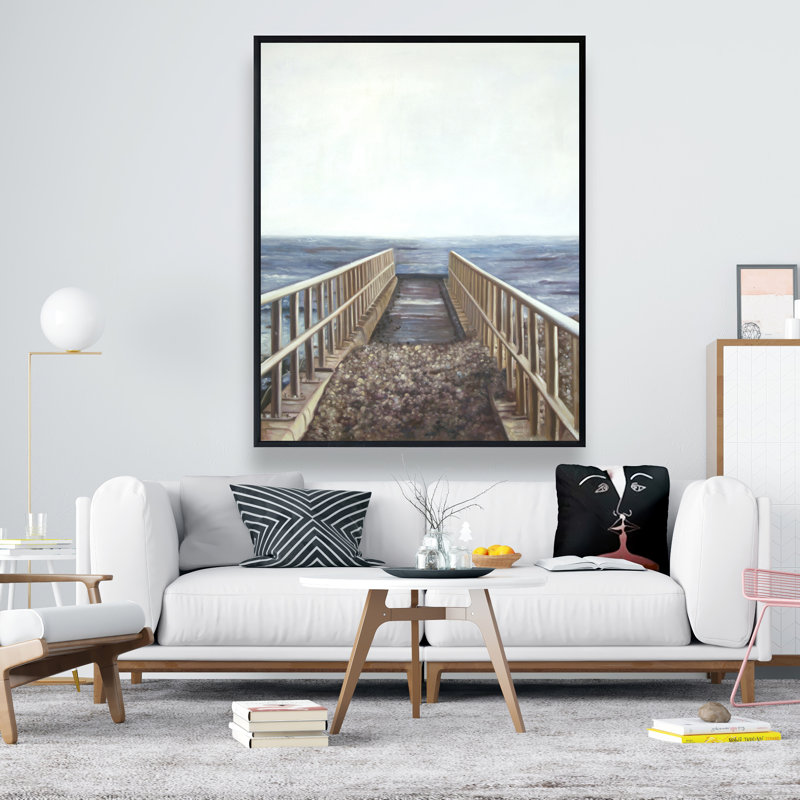 Relaxing Beach - White Marine Framed Canvas Home Decor