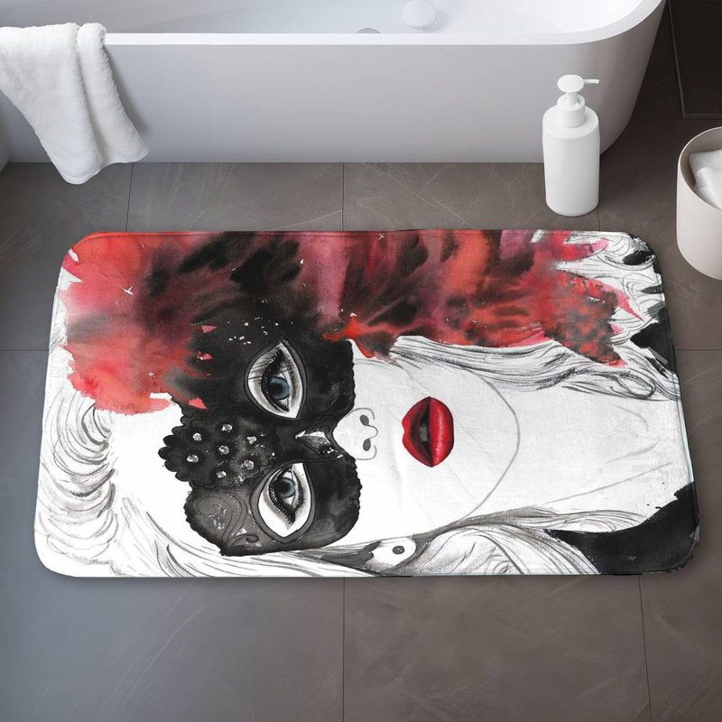Masked ball Bath Mat with Non-Slip Backing - Quick Dry Memory Foam Bathroom Rug - Absorbent - Modern Plush Spa-Style - Machine Washable