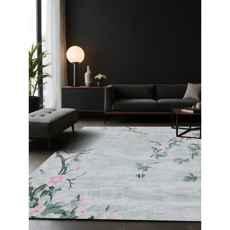 Tapis gris soyeux et moelleux, Carré 5 pi