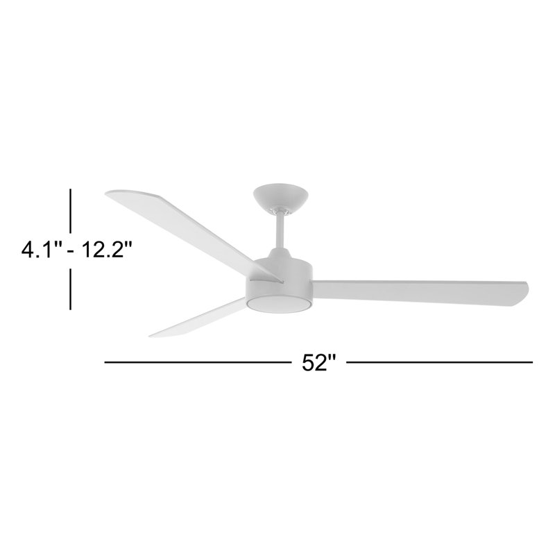 Climate III 52in 3-Blades Indoor Ceiling Fan with Remote Control, Black