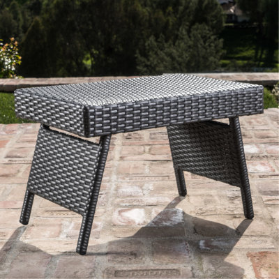 Pe Accent Table, Grey, & Iron Frame, 16" D X 24" W 15.75" H, No Assembly Grey Snack Table , 24"X16"X15.75", For User-