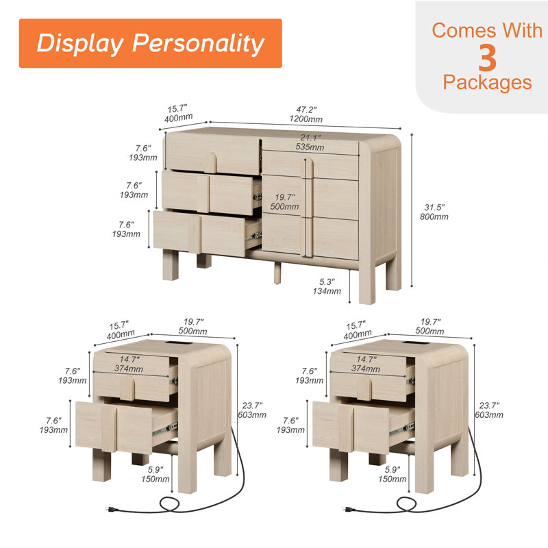 Ensemble de chambre à coucher Adora, Beige