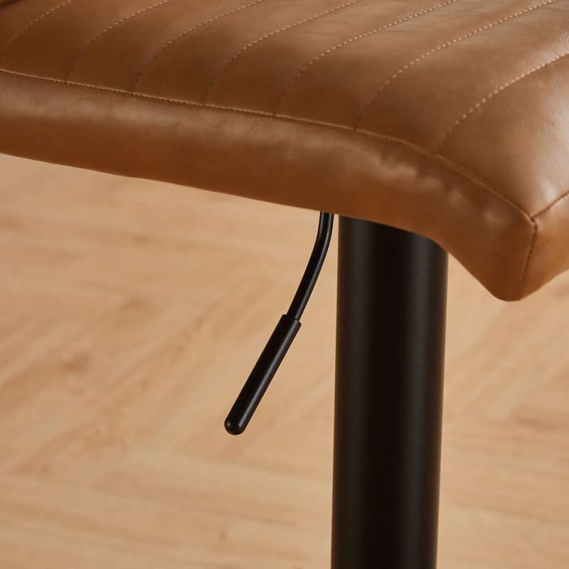 Vintage Suede/Faux Leather Swivel Height Adjustable Upholstered Bar Stools Kitchen Barstools, PU Coffee