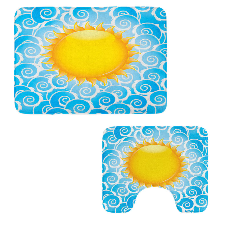  Ensemble de 2 tapis d'été pour salle de bain Summer