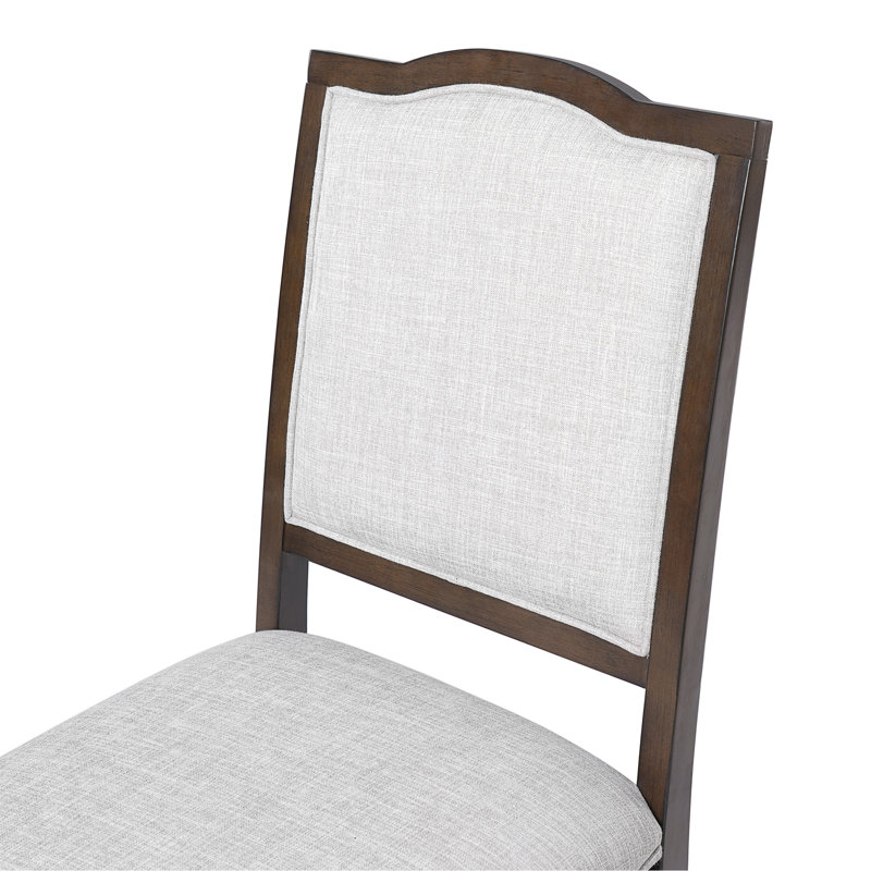 Set of 4 Farmhouse Dining Chairs - Upholstered High Back Chairs with Rubberwood Legs, Brown