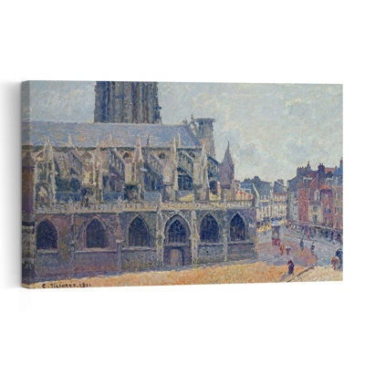 The Church Of St James In Dieppe, 1901 Gothic Impressionist Contemporary Architecture City Wall Art Print by Camille Pissarro - Wrapped Canvas Print