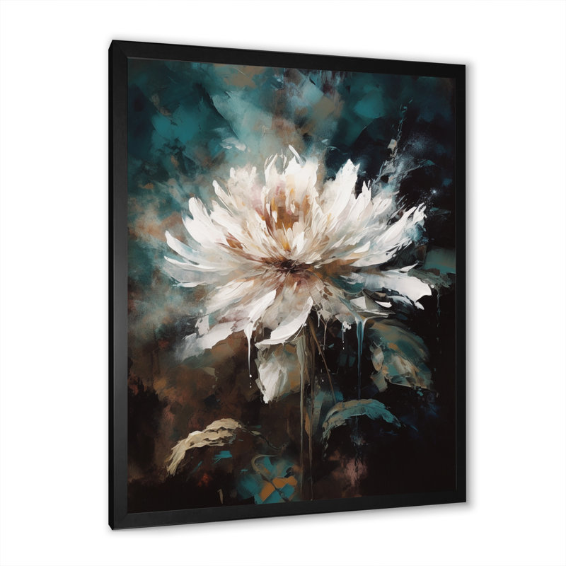«Cream Lotus Floral Melody I» sur toile, Cadre photo noir, H 20 po x l 12 po x P 1 po