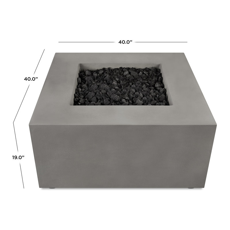 Estes Concrete Propane Fire Pit Table by Jensen Co., Flint, 19" H x 40" W x 40" D, Natural Gas