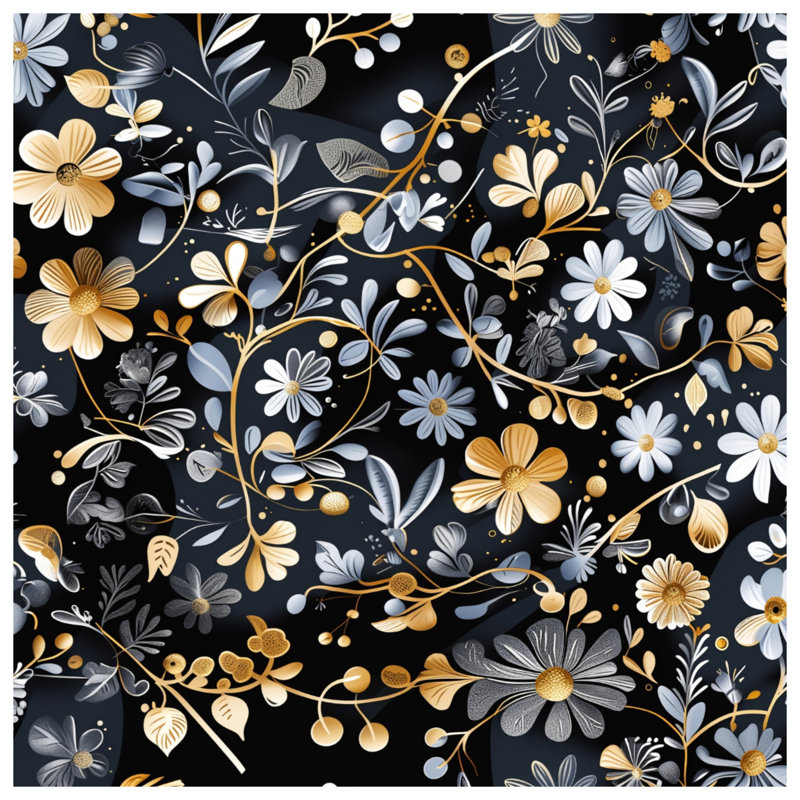 Couvre-lit matelassé à motif floral doré et argenté toutes tailles, Double
