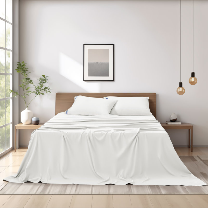 Ensemble de draps en coton super doux à densité de tissage de 1 600 fils Tencel, Gris