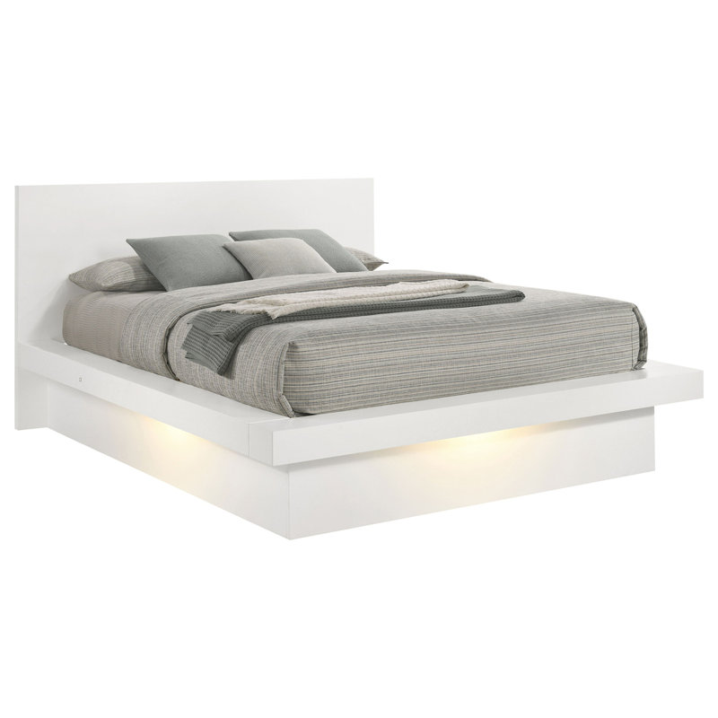 Lit design moderne et minimaliste, Blanc, Grand lit