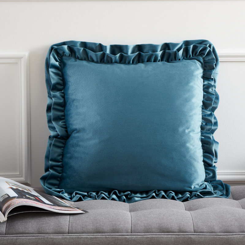 So Soft Velvet Double Frill Cushion Cover, Teal