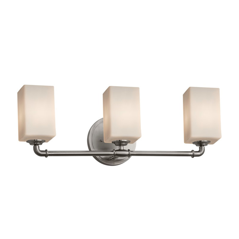 Éclairage pour salle de bain à 3 lumières à intensité variable Helam, Opale, Nickel brossé, GU24 / 9 W / DEL