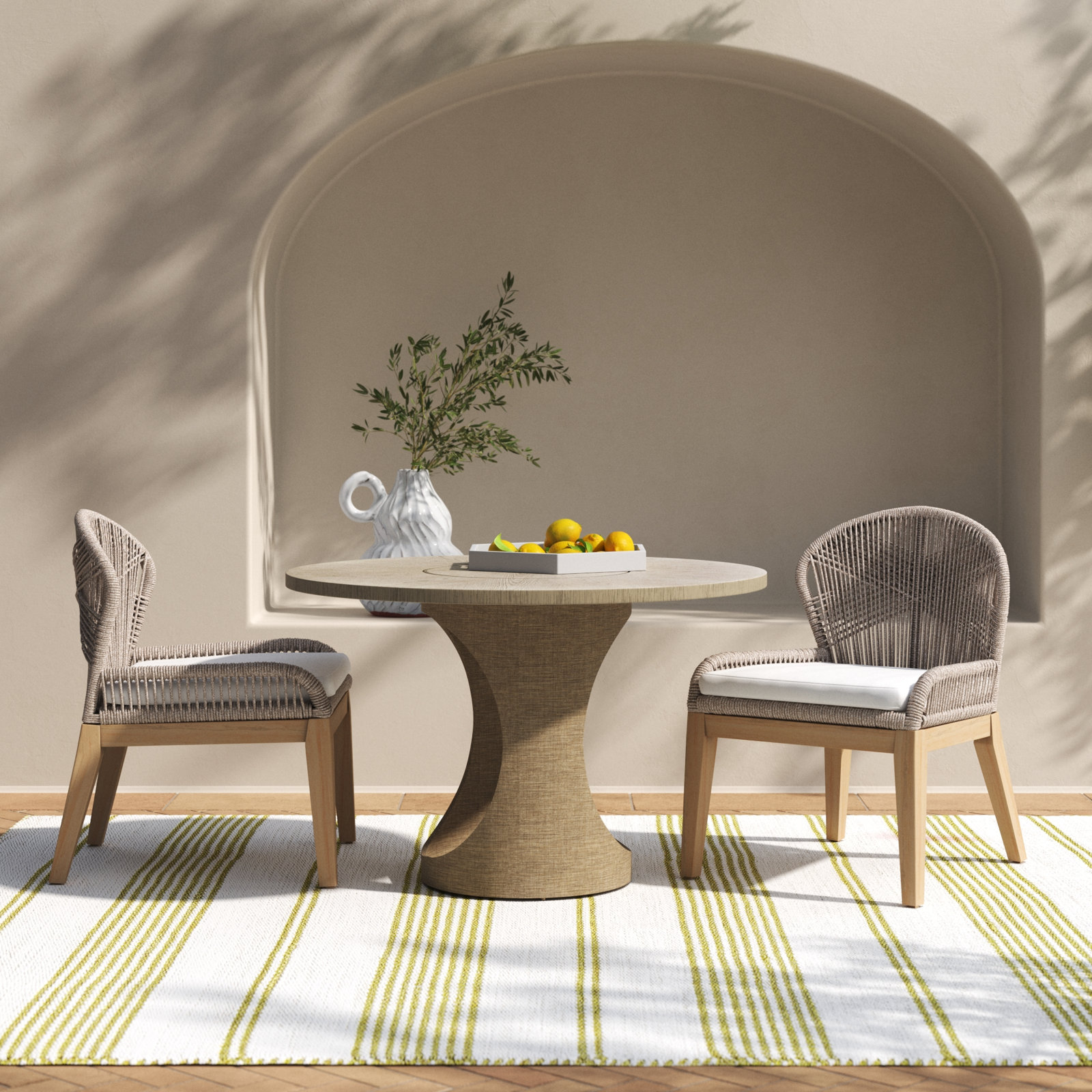 Bowery Acacia Patio Side Chair, Beige
