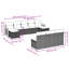 Ensemble de canapé de jardin Vidaxl, structure noire, coussins blanc crème