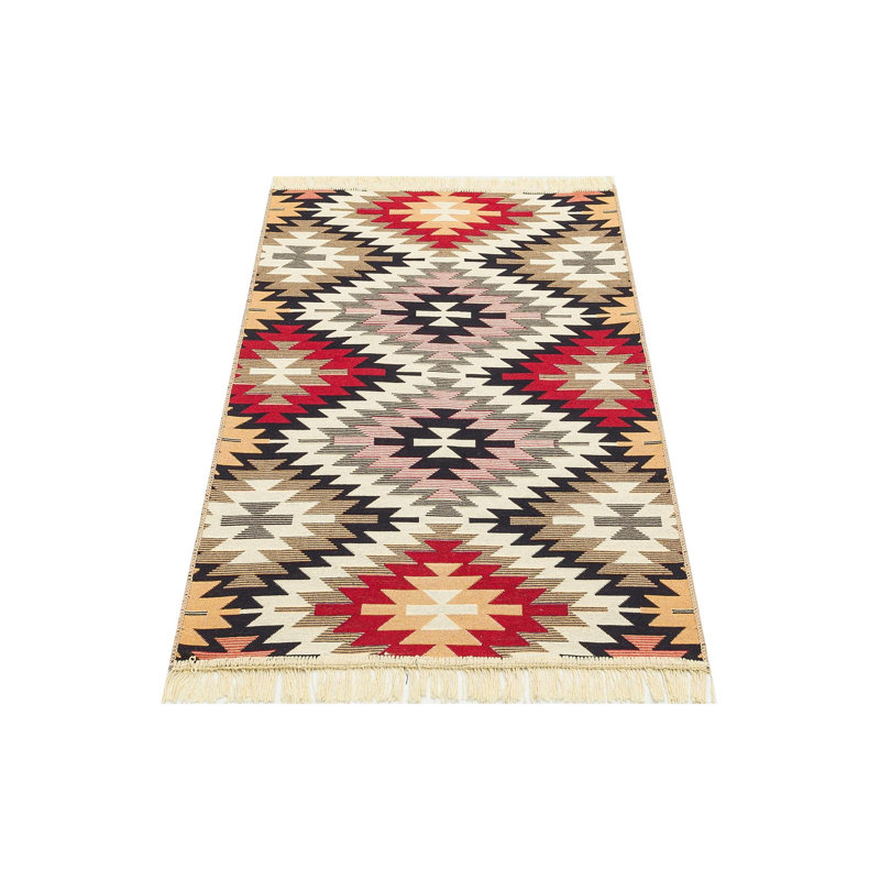 Soft Red Flatweave Carpet, 31.5 x 59.1 Inches | 100% Cotton, No Pile, 2.4 lbs | Machine Washable at 86°F, Easy to Clean with Vacuum & Spot Remover | Perfect for Living Room, Bedroom, & Home Decor