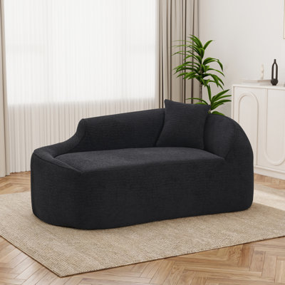 Upholstered Chaise Lounge Chair Indoor With Pillow Chenille Chaise Lounge Fluffy Reading Chairs For Office Living Room Bedroom Relaxing